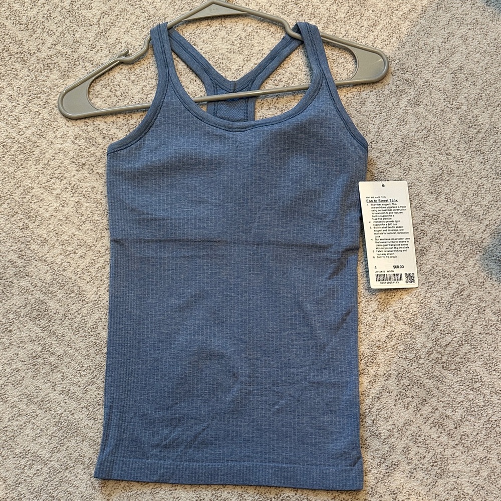 Lululemon Ebb to Street Ribbed Tank, 4 washed Denim